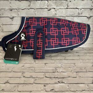 Shedrow K9 Navy Blue/Red Glacier Dog Coat Size SM NWT